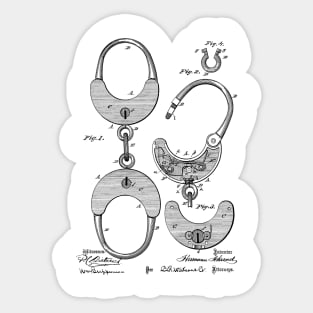 Hand Cuff Vintage Patent Hand Drawing Sticker